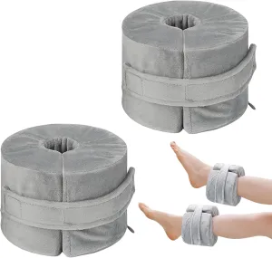 2 PCS Foot Support Pillow, Ankle Foam Cushion with Zipper Removable Cover, Wedge Heel Elevation Pillow for Foot Pressure, Bed Sore Ulcer, Feet Leg Rest and Leg Rest Post Surgery (Grey)