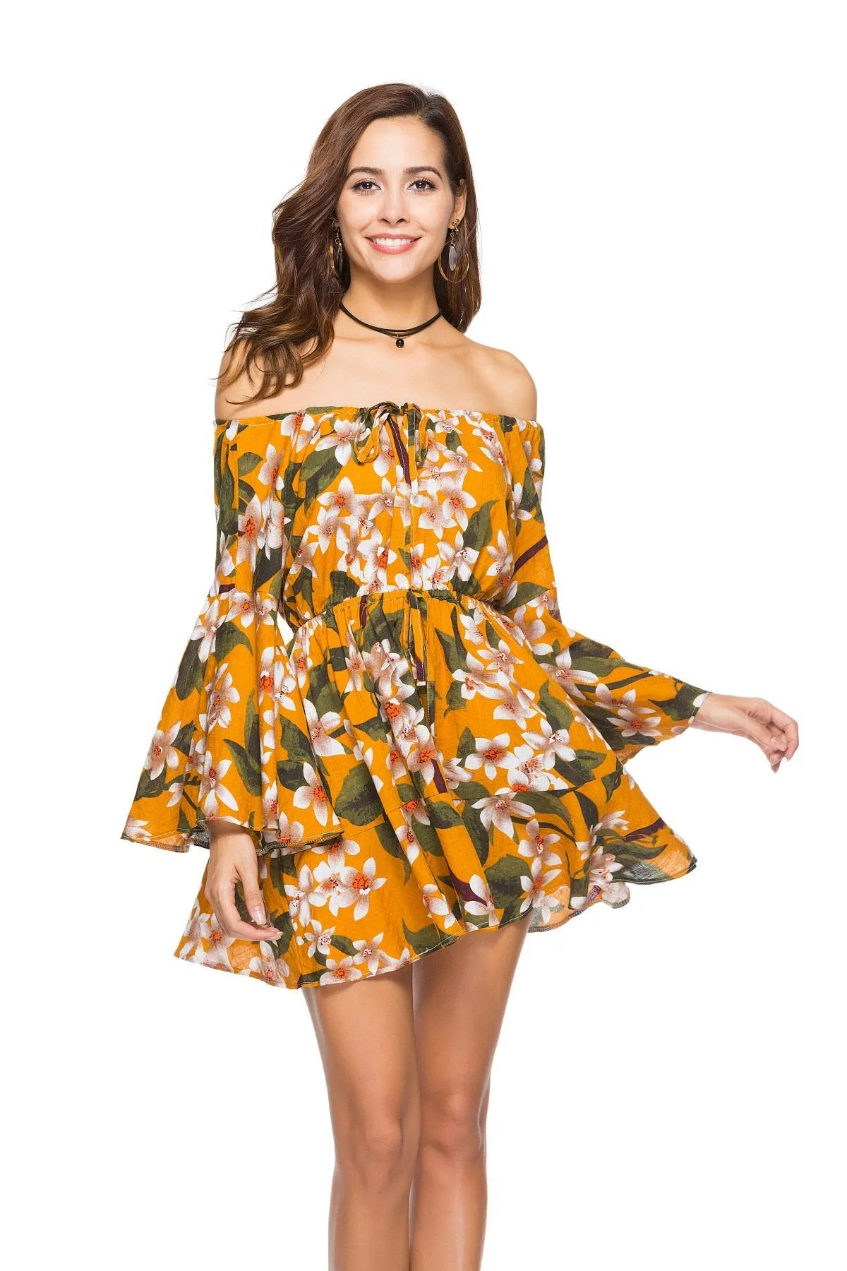 2018 new arrival Printed Flower Strapless Mini dress