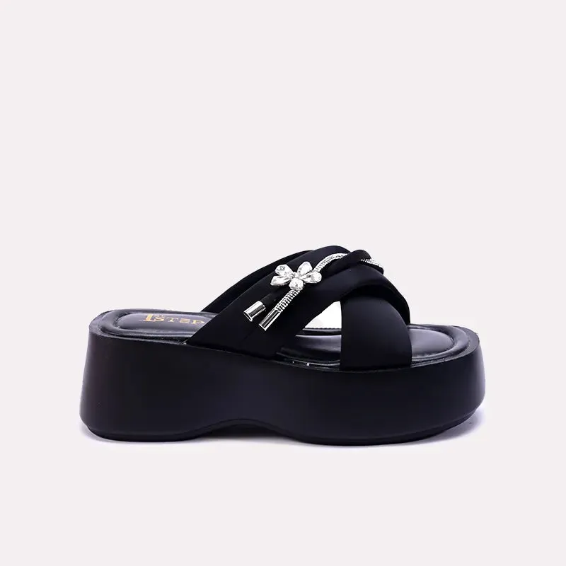 Alison Black Casual Platform Slides 0412714