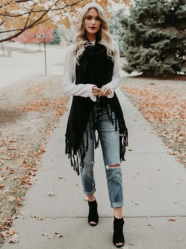 Casual Sleeveless Cardigan Top
