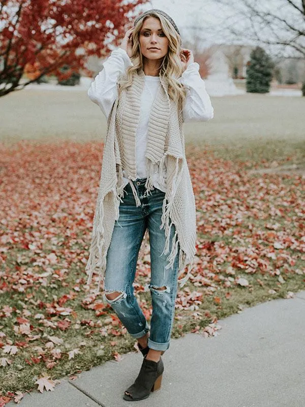 Casual Sleeveless Cardigan Top