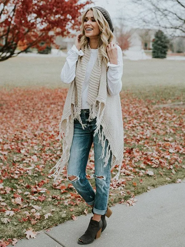 Casual Sleeveless Cardigan Top
