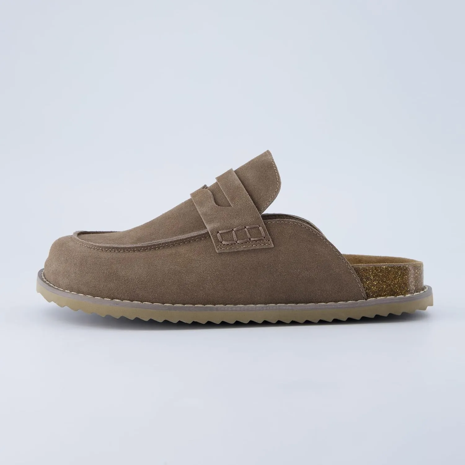 CUSHIONAIRE Zola Womens Penny Clog Mule  Suede Slip-On with Memory Foam, Cork Footbed & Flexible Outsole