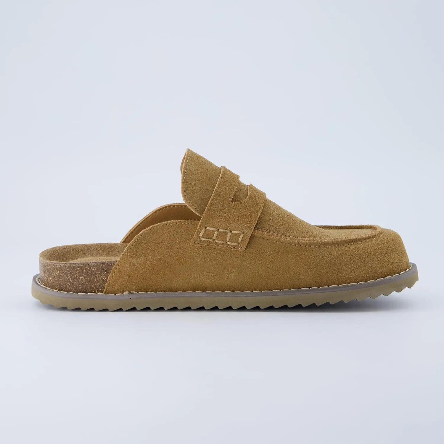 CUSHIONAIRE Zola Womens Penny Clog Mule  Suede Slip-On with Memory Foam, Cork Footbed & Flexible Outsole