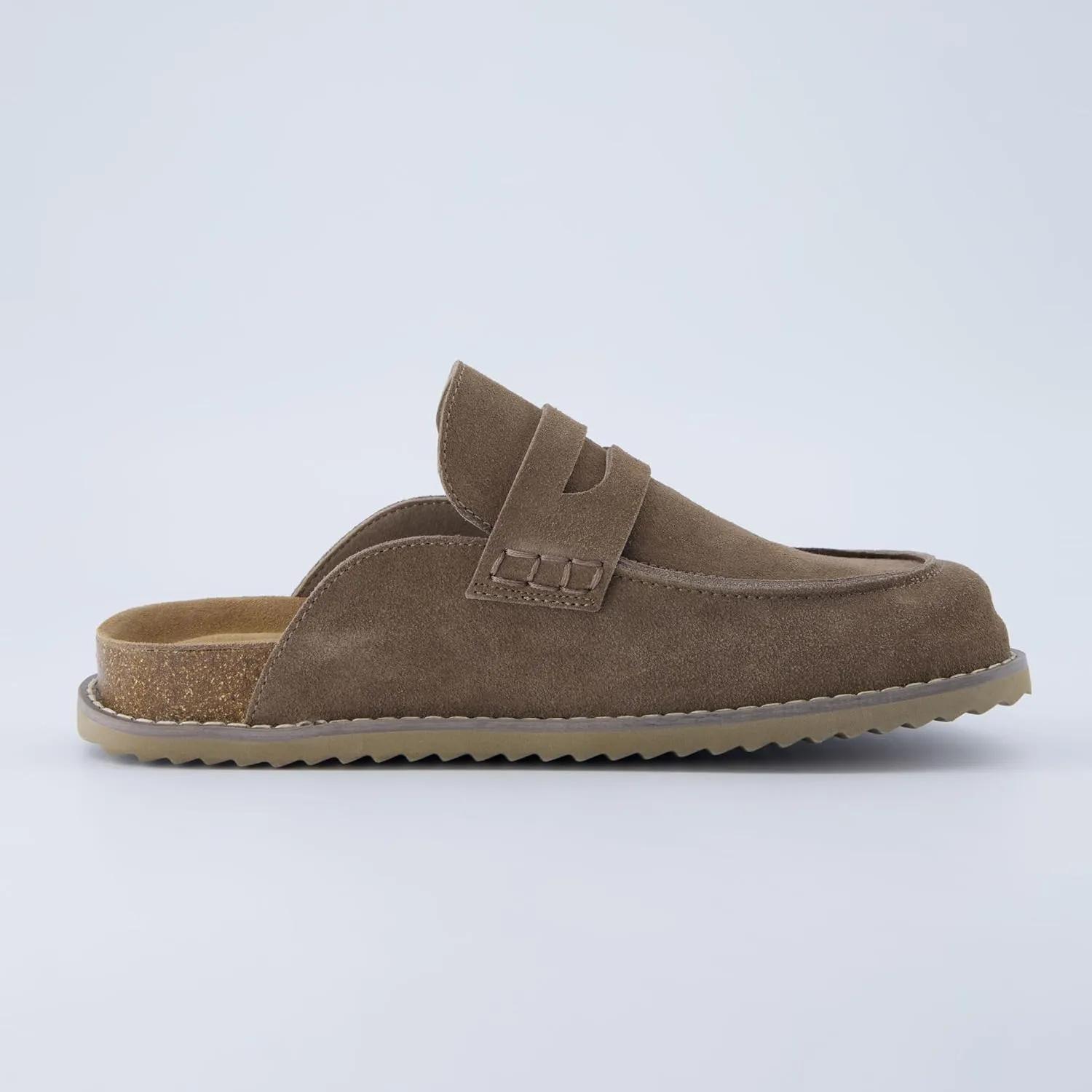 CUSHIONAIRE Zola Womens Penny Clog Mule  Suede Slip-On with Memory Foam, Cork Footbed & Flexible Outsole