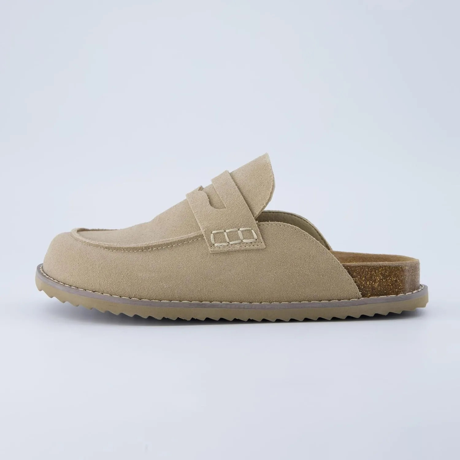 CUSHIONAIRE Zola Womens Penny Clog Mule  Suede Slip-On with Memory Foam, Cork Footbed & Flexible Outsole