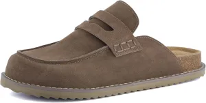 CUSHIONAIRE Zola Womens Penny Clog Mule  Suede Slip-On with Memory Foam, Cork Footbed & Flexible Outsole
