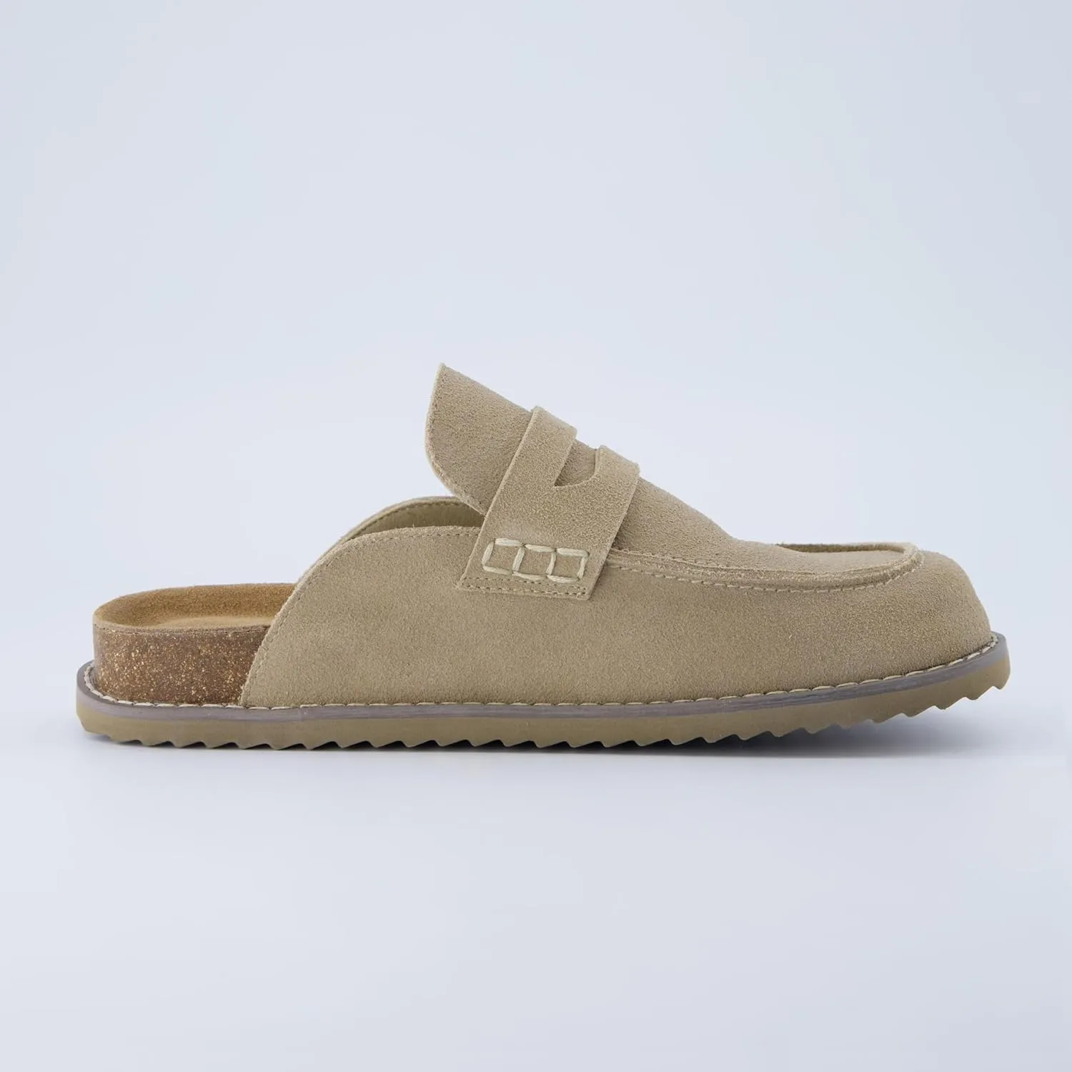 CUSHIONAIRE Zola Womens Penny Clog Mule  Suede Slip-On with Memory Foam, Cork Footbed & Flexible Outsole