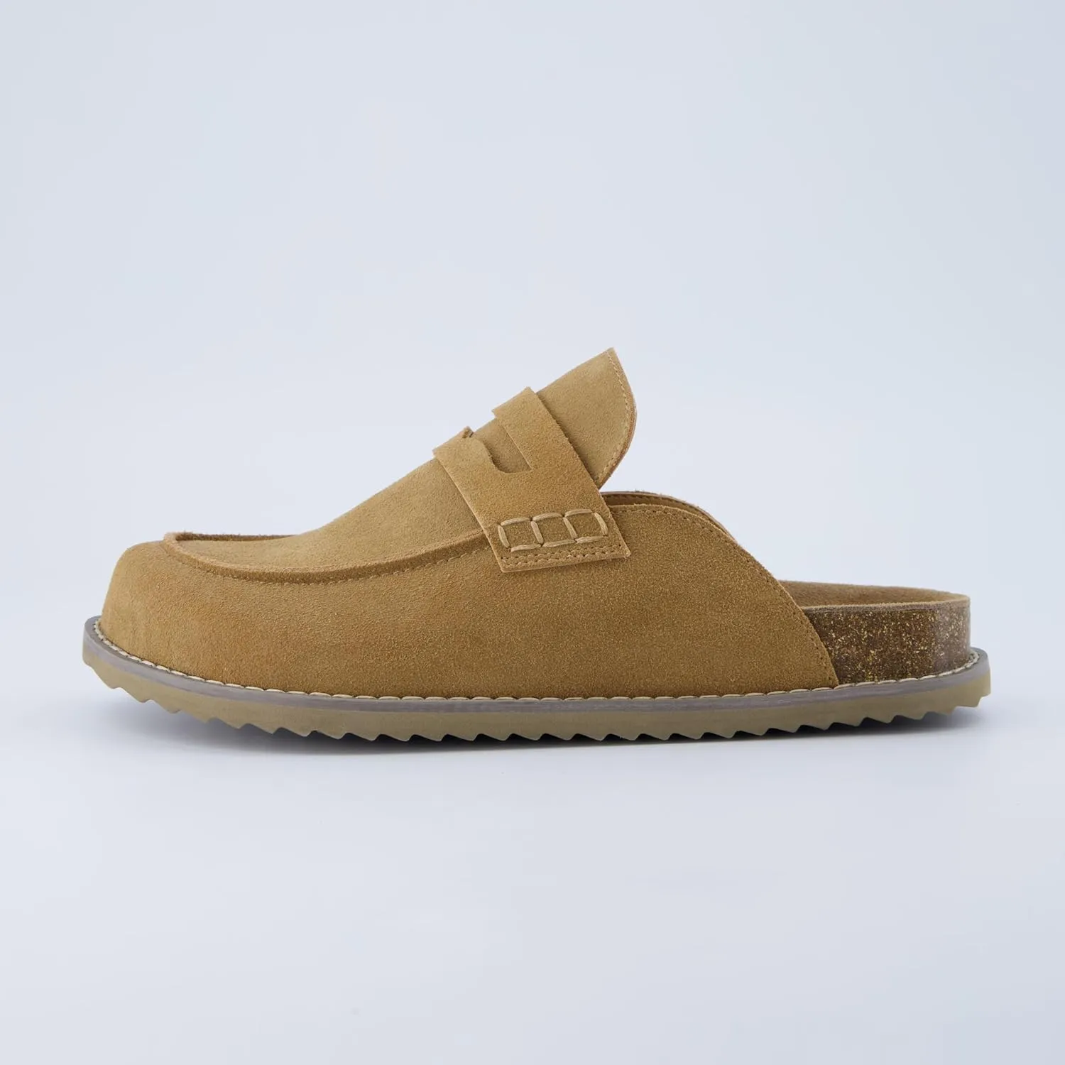 CUSHIONAIRE Zola Womens Penny Clog Mule  Suede Slip-On with Memory Foam, Cork Footbed & Flexible Outsole