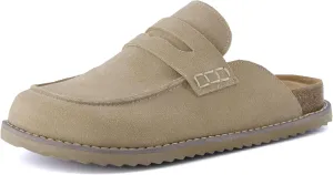 CUSHIONAIRE Zola Womens Penny Clog Mule  Suede Slip-On with Memory Foam, Cork Footbed & Flexible Outsole