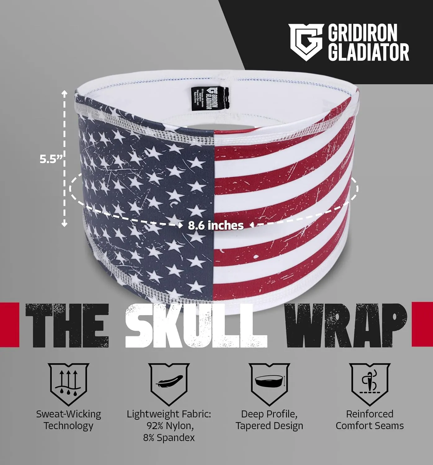 Football Bandana - Skull Headwrap, Sports Head Wrap for Men's Workout