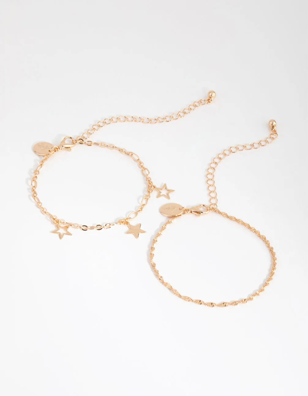 Gold Star Charm Chain Pack Bracelet