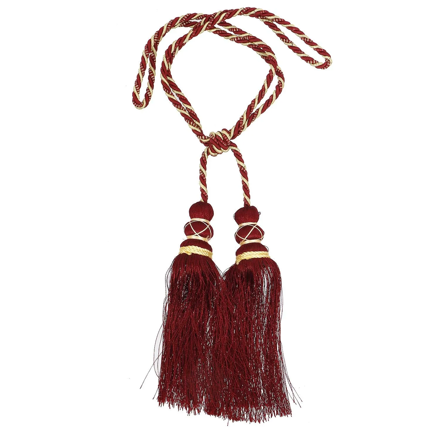 Kuber Industries Polyester 12 Pieces Curtain Tie Back Tassel Set (Maroon) CTKTC33506 Pack of 12