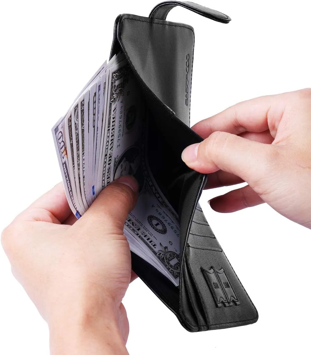 Passport Holder Cover Wallet RFID Blocking Leather Card Case Travel Accessories for Women Men (Black)