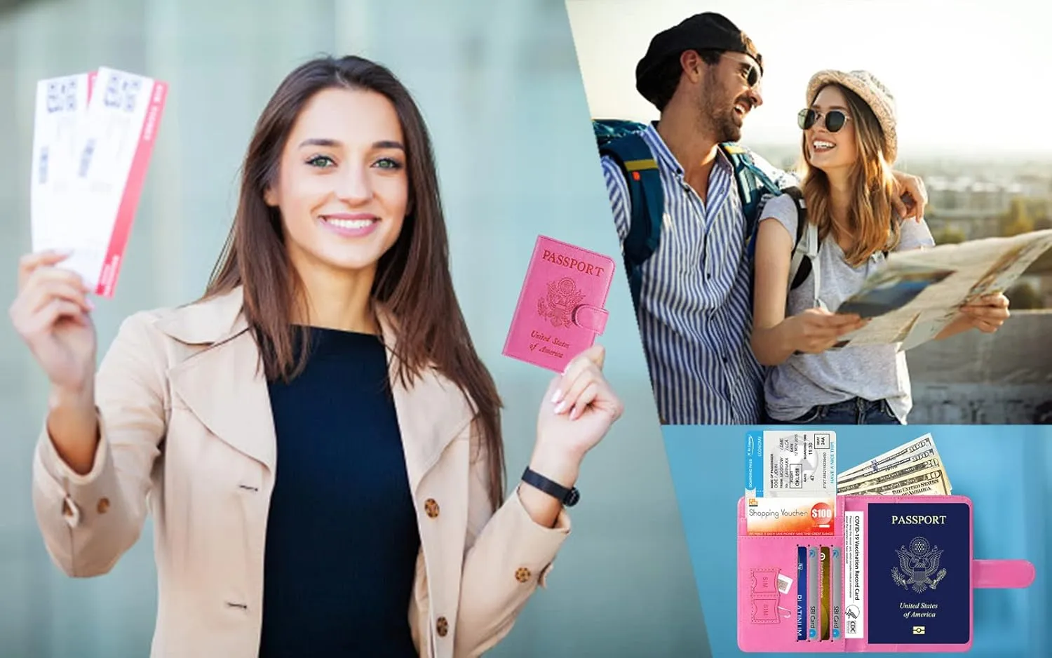 Passport Holder Cover Wallet RFID Blocking Leather Card Case Travel Accessories for Women Men (Black)