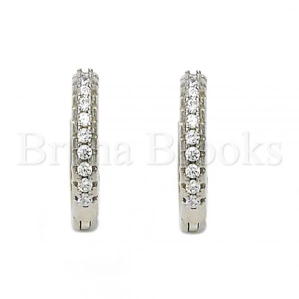 Sterling Silver 02.175.0070.15 Huggie Hoop, with White Crystal, Polished Finish, Rhodium Tone