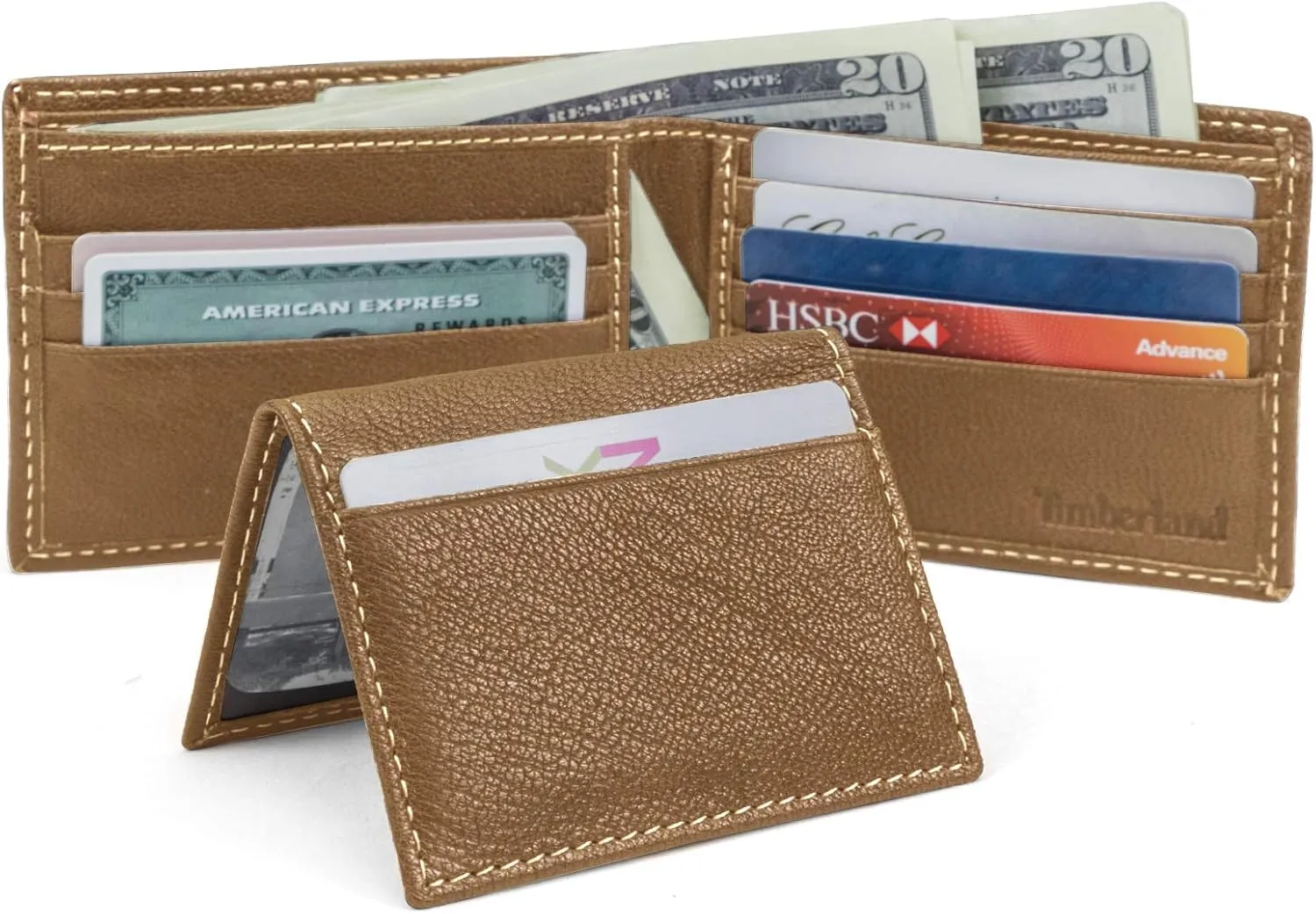 Timberland Men's Leather Passcase Trifold Wallet Hybrid