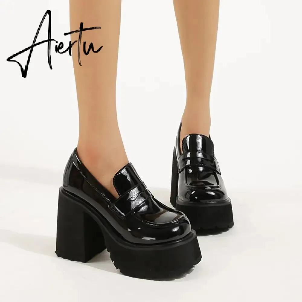 Women High Heel Platform Loafers